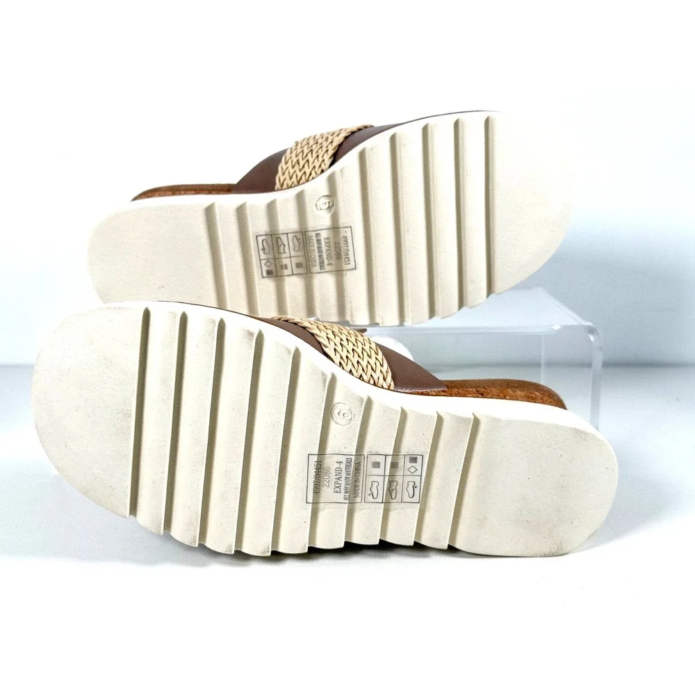 Pierre Dumas Expand 4 Nude Combo Wedge Slide Sandals New Sz 8M
